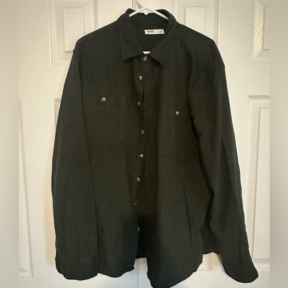 Sonoma Forest Green Flannel Button Down